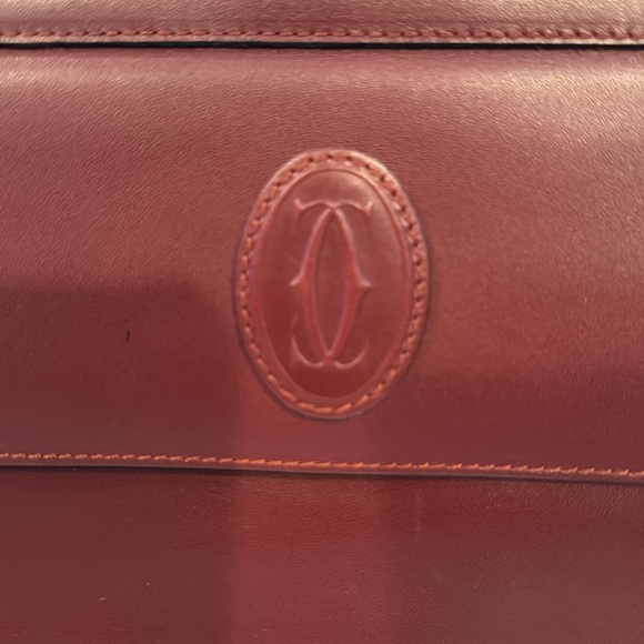 CARTIER Leather Bordeaux Clutch with Outer pocket. 10”x8x2” - Picture 13 of 14